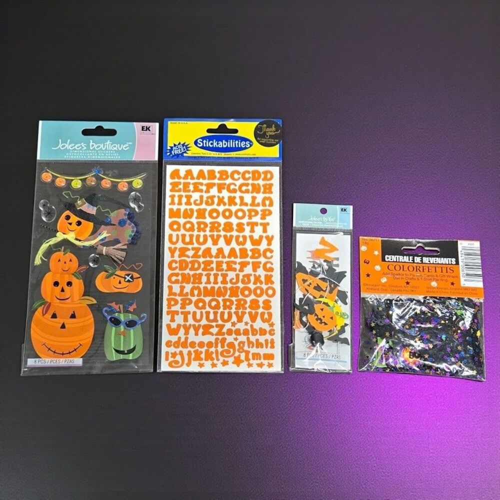 Halloween Stickers: Jolee's Pumpkins Spooky Decoration Confetti Orange Alphabet